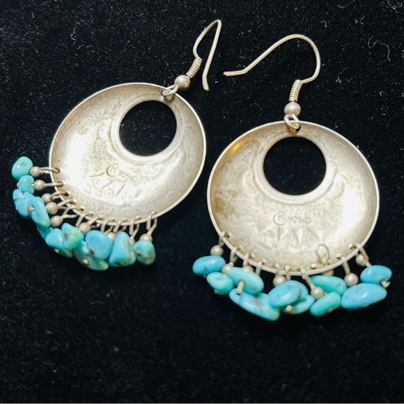 Vintage Relios Carolyn Pollack Earrings Southwestern Sterling Turquoise … - Picture 7 of 10